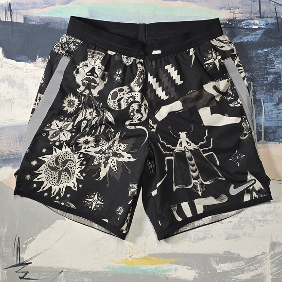 Nike Shorts Mens SmallBlack Flex Stride Wild Print Running Lined Dri-FIT CJ5816